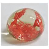 Red Spatter Art Glass Paperweight