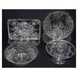 Vintage Cut Glass Serving Set - 6 pcs