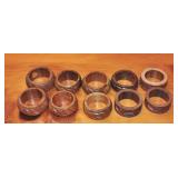 10 pc Carved Wooden Napkin Rings, Philippines