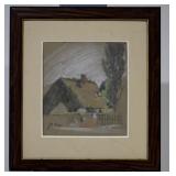 John Sloan Gordon Thatched Cottage Pastel