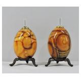 Pair Art Glass Perfume Bottles w/ Daubers