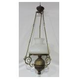 Vintage Brass & Milk Glass Hanging Lamp