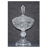 Pinwheel Crystal Pedestal Dish w/ Lid