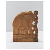 Carved Wood Elephant Folding Bookends