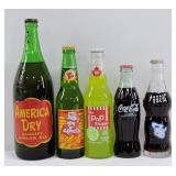 Vintage Soda Bottle Lot  5 Full
