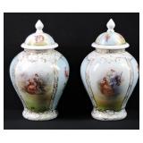 Pair Victoria Carlsbad Austria Lidded Urns