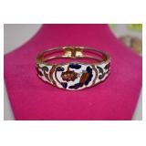 Cloisonnï¿½ Enamel Floral Hinged Bangle