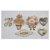 6pc Vintage Style Brooch Lot