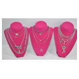 12pc Silver Tone Necklace Lot