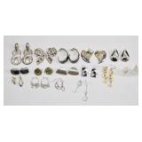 15pc Mixed Silver Tone Earrings Lot