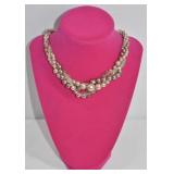 Roman Bronze Pink Crystal Bead Necklace