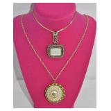 2 Vintage Rhinestone Pendant Necklaces