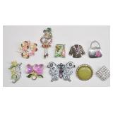 Vintage Brooch Lot 10 Pc Mixed Styles