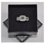 Sterling 19 Diamond Ring Black & White Sz 8