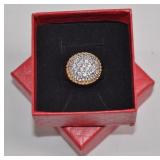 Gold Plated CZ Dome Ring 925 Sz 6