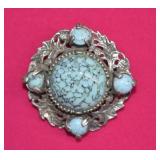 Miracle Faux Turquoise Brooch Vintage
