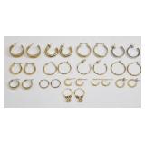Gold Tone Hoop Earrings Lot 14 Pairs