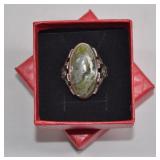 Large Moss Agate Sterling Ring Sz 9