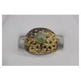 Sterling Filigree Ring w/ Green Stone