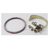Bent Fork Cuff & Floral Bangle Bracelet