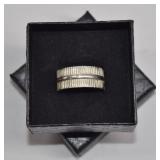 Mexico 925 Textured Silver Band Sz 10