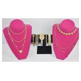 Gold Tone Jewelry Lot Necklaces & Bracelets