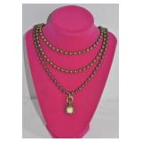 Chameleon Metal Bead Necklace w Pendant