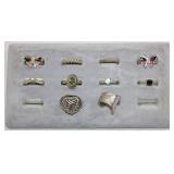 10 Pc Fashion Ring Lot Various Sizes