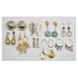 10 Pairs Gold Tone Statement Earrings