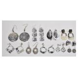 10 Pairs Silver Tone Statement Earrings
