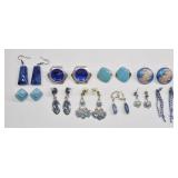 10 Pairs Blue Tone Fashion Earrings
