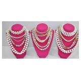 14pc Faux Pearl & Bead Necklace Lot