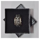 Sterling Spinner Ring w/ Gold Trim & CZ