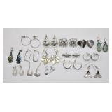 Silver Tone Earring Lot 15 pcs