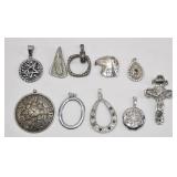 Vintage Pendant Lot 10 pcs Silver Tone