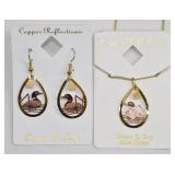 Copper Reflections Loon Necklace & Earrings
