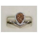 Sterling Citrine & Zircon Chevron Ring Sz 7