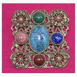 Vintage Stone Cabochon Brooch 2'