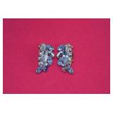 Signed Sherman Blue Rhinestone Earrings