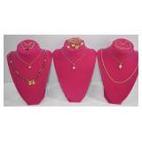Gold Tone Necklace & Bracelet Lot 9 Pc