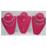 Necklace & Bracelet Lot Silver Tone 9 Pc