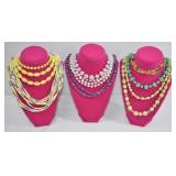 Vintage Colorful Bead Necklaces Lot 9pc
