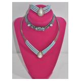 Turquoise Tone Necklace & Bracelet Set