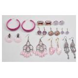 10 Pairs Pink Tone Fashion Earrings