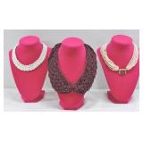 Beaded Statement Necklaces Lot 3