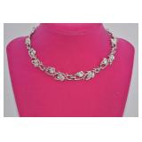 Coro Silver Tone Leaf Necklace 16'