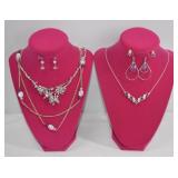 Necklace & Earrings Lot 6 Pc Purple