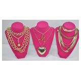 8 Gold Tone Statement Necklace Lot