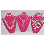 Faux Pearl & Rhinestone Jewelry Lot 8pc