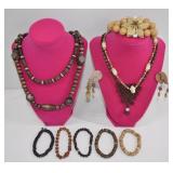 Wood Bead Jewelry Lot Necklaces & Bracelets